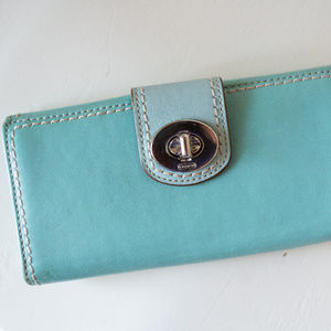 Turquoise Leather Coach Wallet
